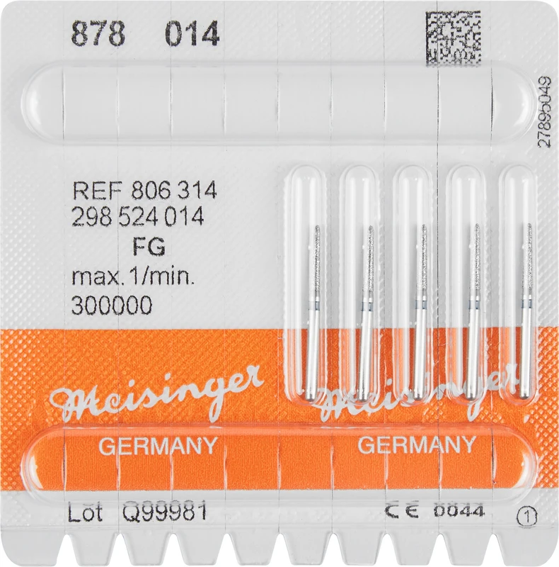 Diamanten 878  Packung  5 Stück blau mittel, FG, Figur 298 Torpedo, 8 mm, ISO 014