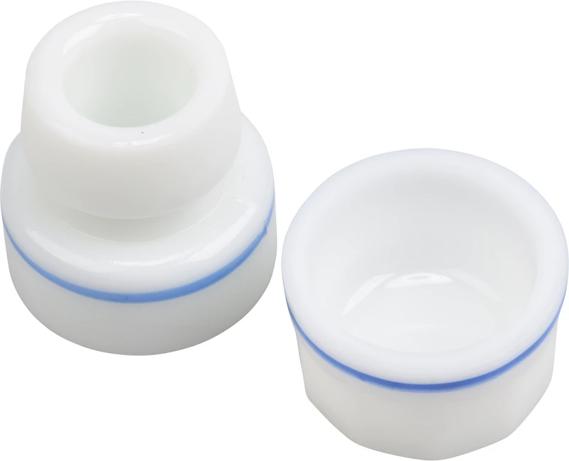 Kappengläser aus Opalglas  Stück  mit blauem Ring