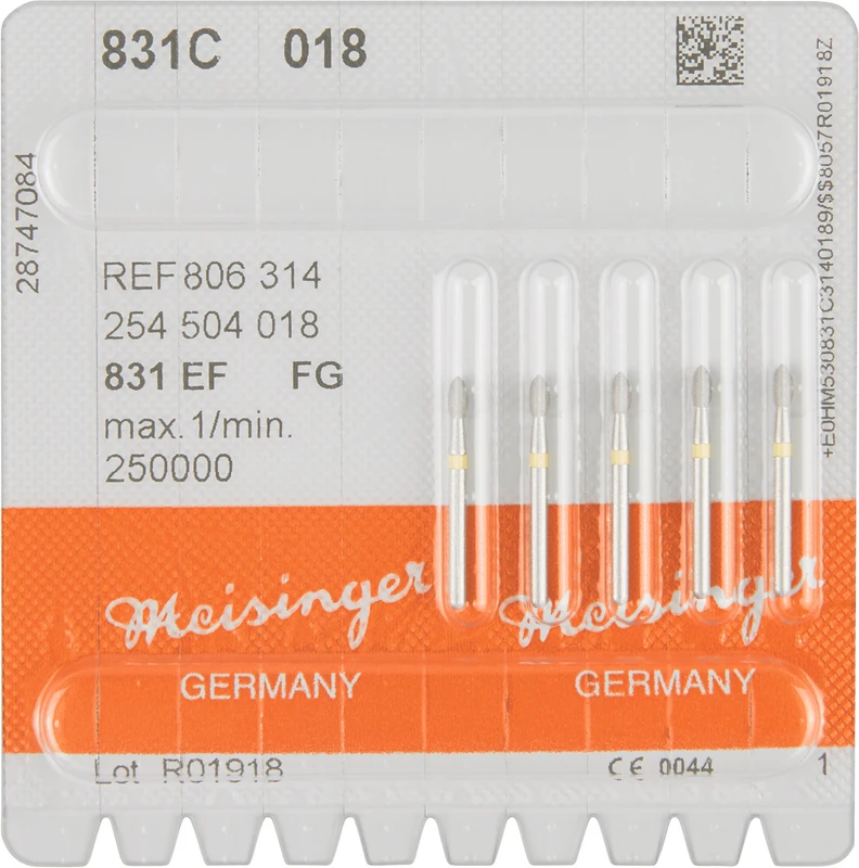 Diamanten 831  Packung  5 Stück gelb extra fein, FG, Figur 254 Birne, 3,5 mm, ISO 018