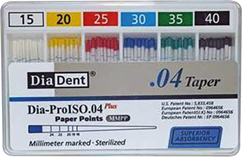 DiaDent® Dia-Pro Paper Points  Packung  100 Stück Taper.04, ISO 015-040