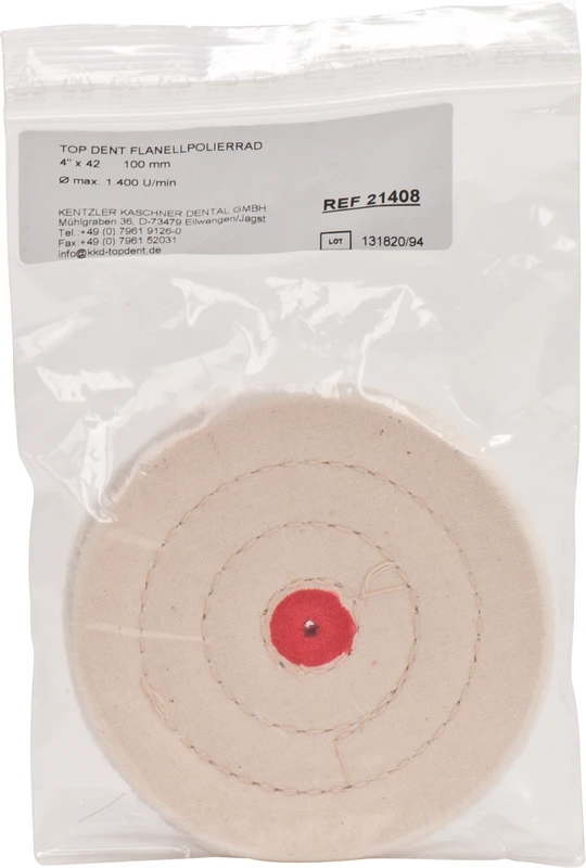 TOPDENT Flanellpolierrad  Stück  Ø 100 mm, 4   x 42 Lagen