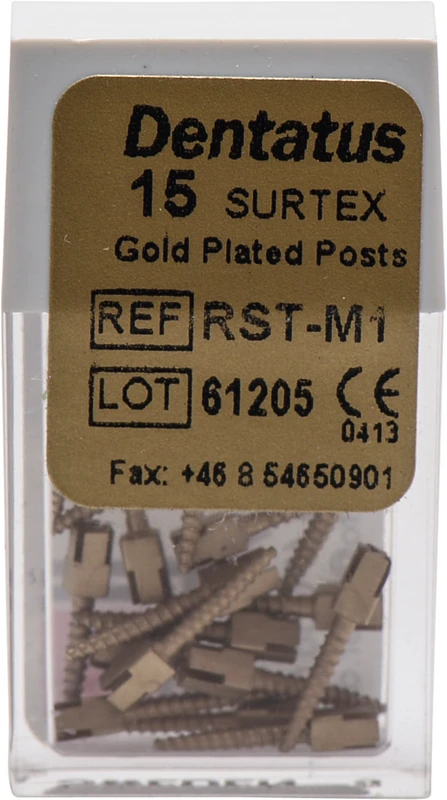 Classic Surtex vergoldete Wurzelstifte  Packung  15 Stück 9,3 mm, Ø 1,05 mm, Größe 1