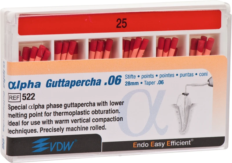 lpha Guttapercha  Packung  60 Stück 28 mm, Taper.06 ISO 025