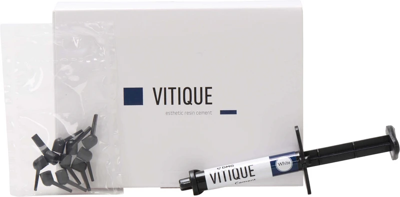 Vitique  Packung  6 g Spritze Zement white, 10 Veneer-Tips