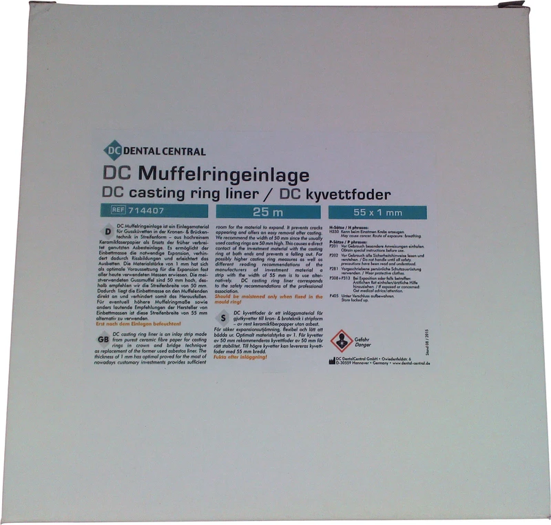 DC Muffelringeinlage  Rolle  25 Meter, 55 x 1 mm