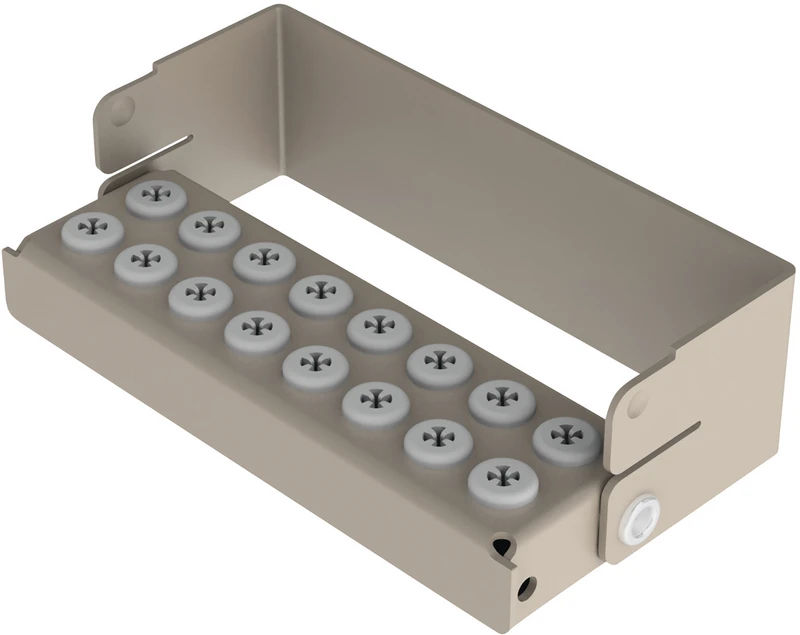 PLUG IN  Stück  für 16 Instrumente (2 Reihen a 8 Löcher), grau, 8,5 x 2,5 x 3 cm