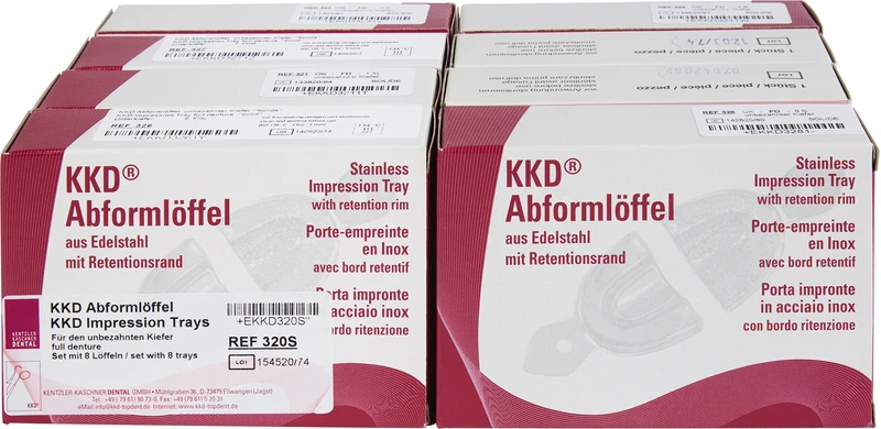 KKD® Abformlöffel unbezahnt  Satz  8 Stück voll