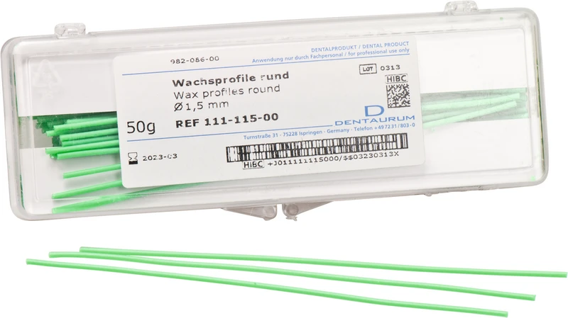 Wachsprofil  Packung  50 g Stangen grün, rund, Ø 1,5 mm