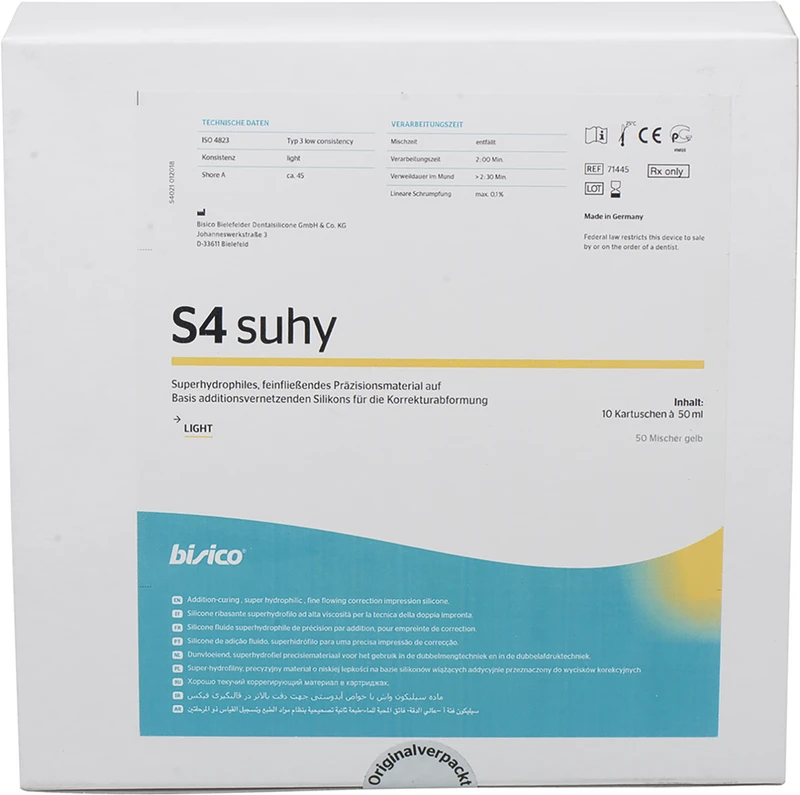 S4 suhy  Karton  10 x 50 ml Doppelkartusche, 50 Mischer gelb