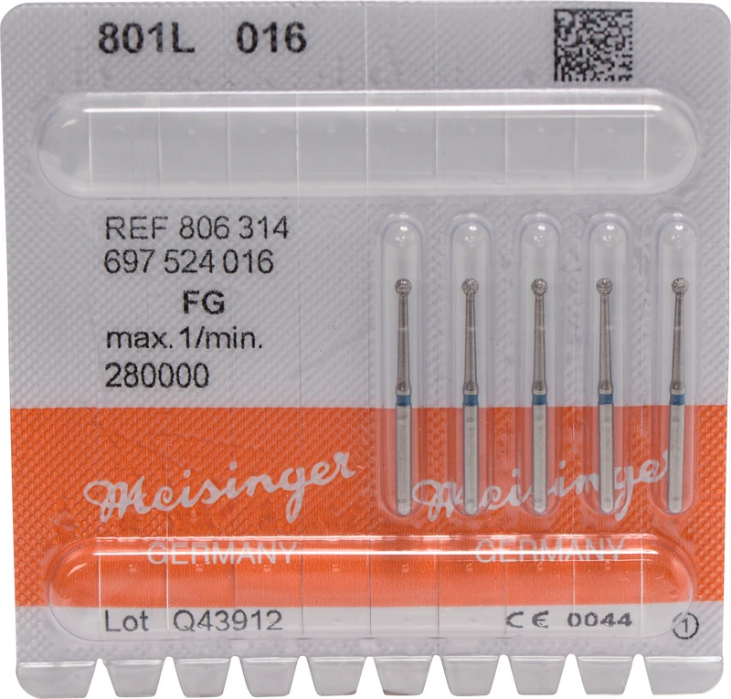 Diamanten 801L  Packung  5 Stück blau mittel, FG, Figur 697 Rund lang, ISO 016