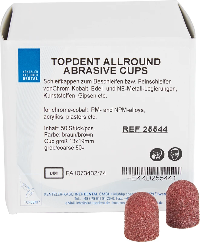 TOPDENT Abrasive Cups  Packung  50 Stück rund, groß Ø 13 mm x 19 mm, grob 80 µm