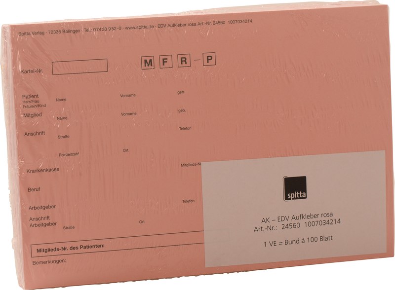 Adressaufkleber DIN A5  Packung  100 Stück rosa, EDV Karteikarte