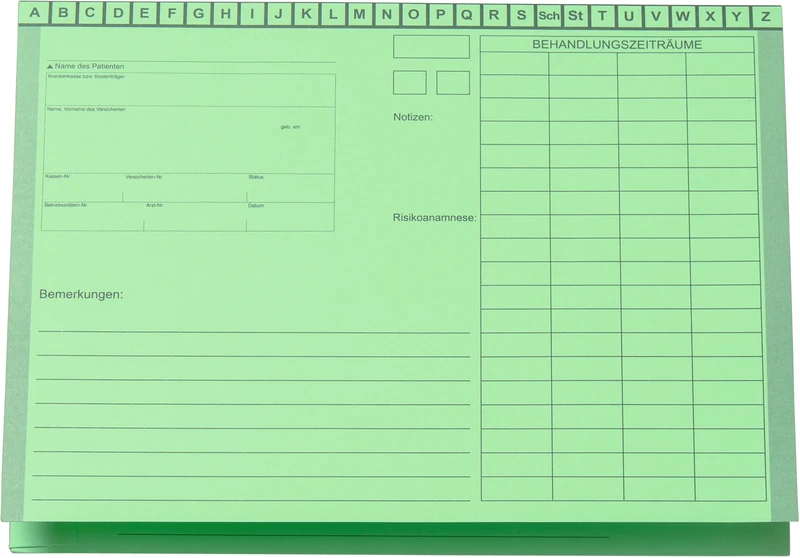 Karteimappen A5\D70   Packung  100 Stück grün mit Heftzunge