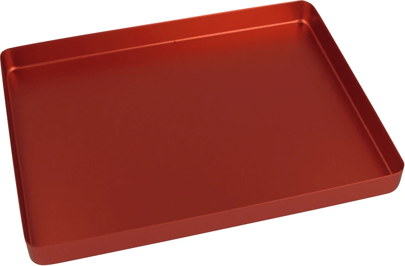 Norm-Tray Aluminium  Stück  Boden ungelocht rot, mini, 18 x 14 cm