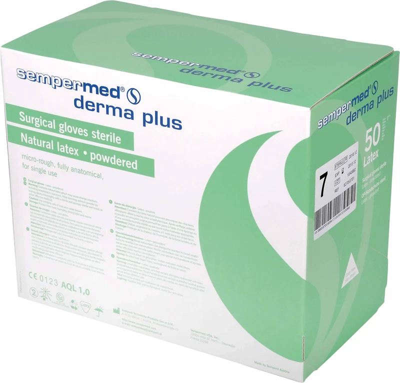 Sempermed® derma plus  Packung  50 Paar leicht gepudert, naturweiß, Größe 9