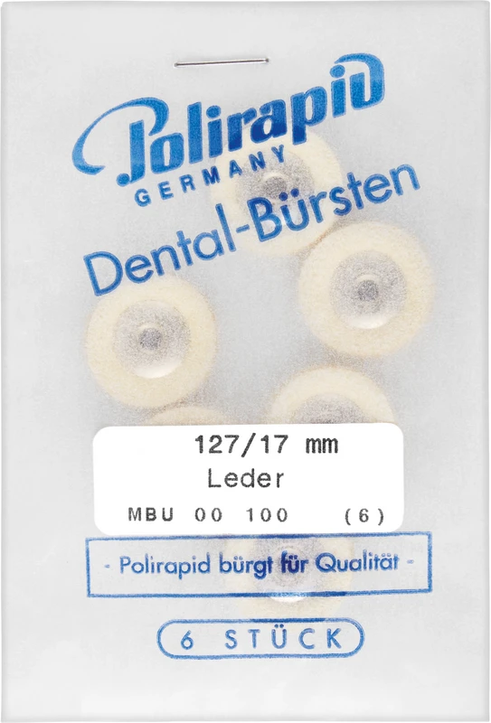 Miniaturbürsten Scheibe  Packung  6 Stück unmontiert, Chamoisleder, Ø 17 mm