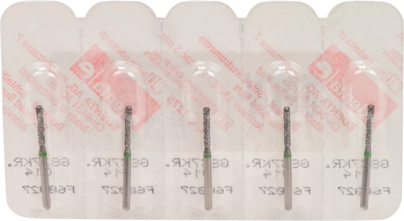 Omni Diamanten 837  Packung  5 Stück grün grob, FG, Figur 158 Zylinder Kante rund, 8 mm, ISO 014