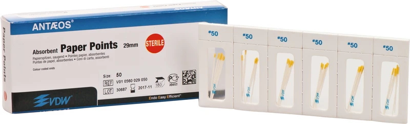 Papierspitzen steril  Packung  180 Stück Taper.02, ISO 050