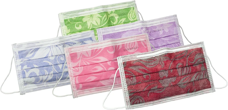 Monoart® Mundschutz Flower  Spenderbox  50 Stück mit Gummizug, lila