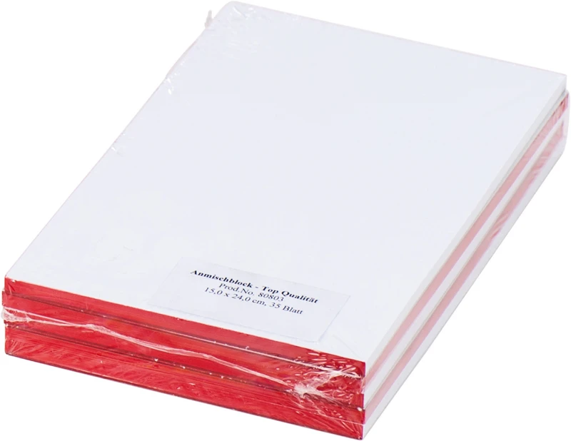 Anmischblöcke   Packung  5 Stück groß, 35 Blatt, Anmischblocks, dreiseitig geblockt, 15 x 24 cm