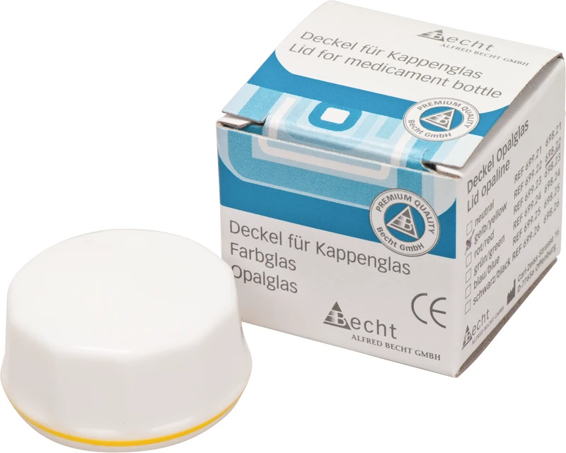 Kappengläser aus Simplex-Opalglas  Stück  Ersatz-Deckel mit gelbem Ring