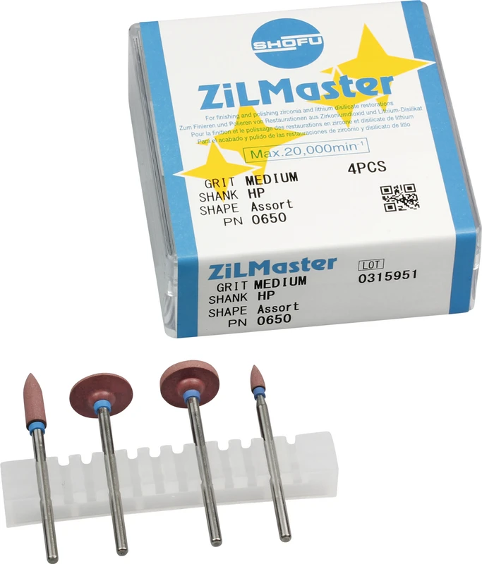 ZiLMaster  Sortiment  4 Stück (Minispitze, Walze, WH6, KN7), blau medium, HP, ISO 030, 040, 120, 125