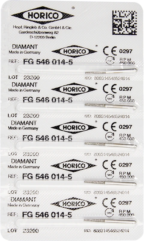 Diamantschleifer 546  Packung  5 Stück FG, Figur 546, 8 mm, ISO 014