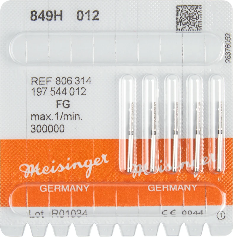 Diamanten 849  Packung  5 Stück schwarz super grob, FG, Figur 197 Konus rund, 6 mm, ISO 012