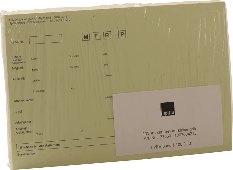 Adressaufkleber DIN A5  Packung  100 Stück grün, EDV Karteikarte