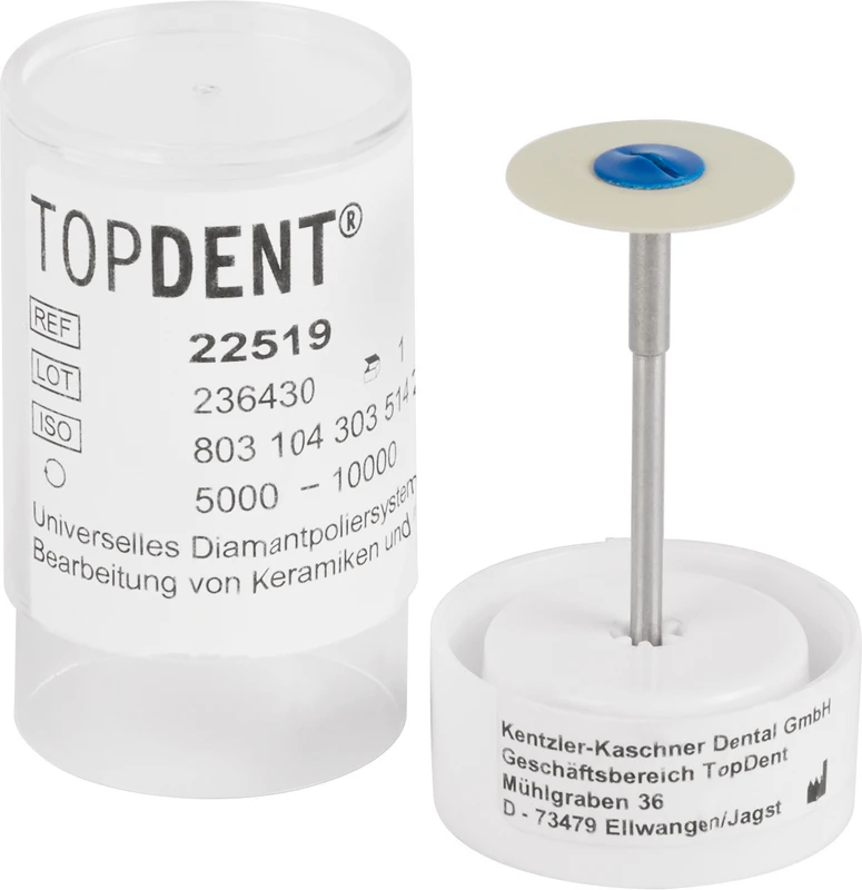 TOPDENT DIA-BLUE-Polierer  Stück  HP, grau fein, extra dünn, Linse, 20 x 1 mm