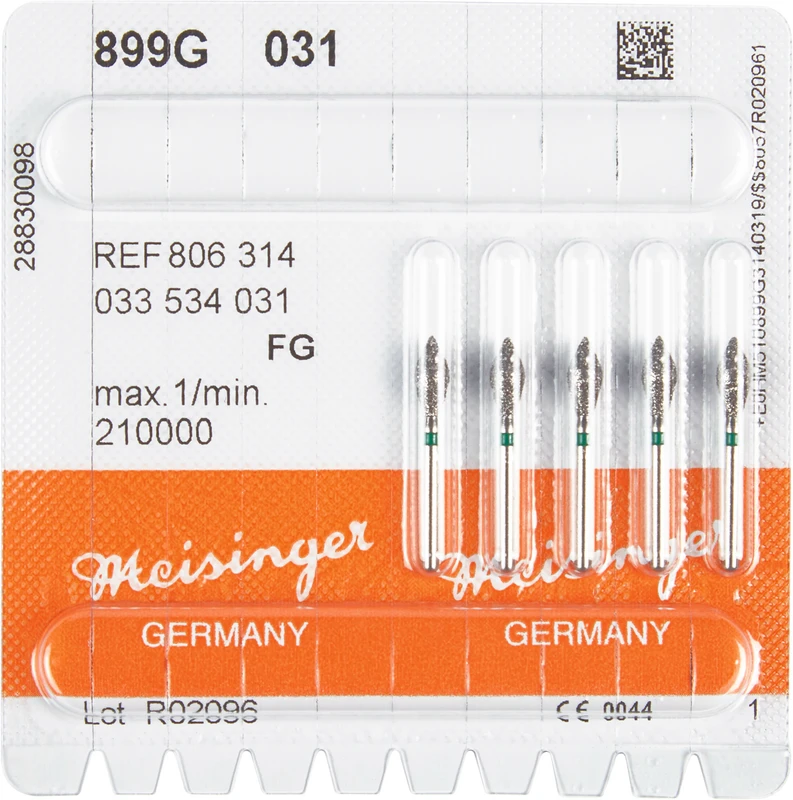 Diamanten 899  Packung  5 Stück grün grob, FG, Figur 033 Palatinal, 7 mm, ISO 031