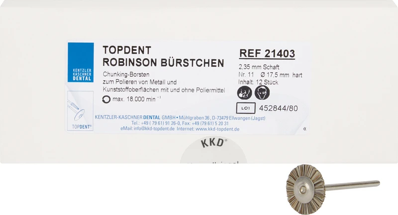 Polierbürsten Robinson  Packung  12 Stück HP, Nr. 11 hart, 17 mm