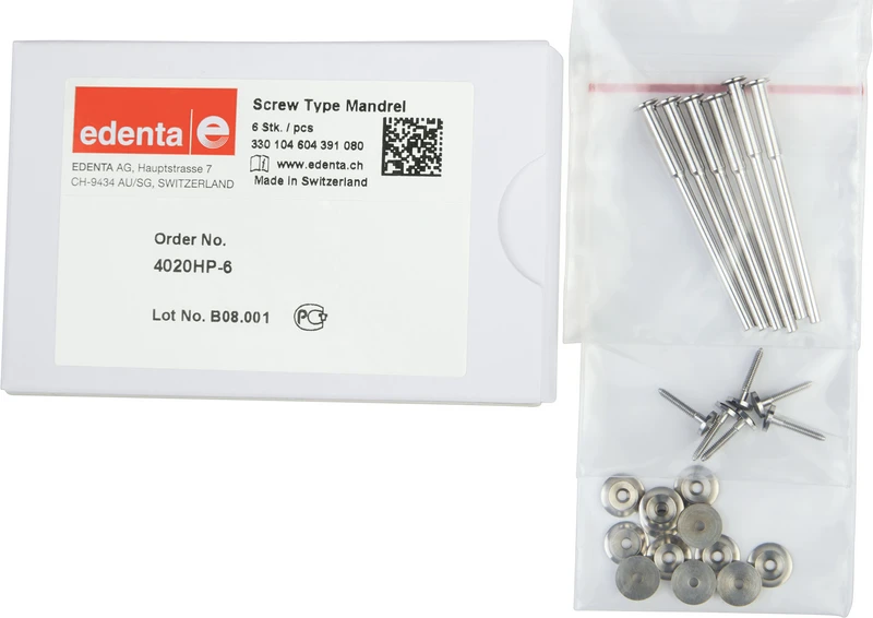 Schraubmandrelle 305  Packung  6 Stück HP, 3 mm, ISO 080, inkl. verstärker Flansche (unmontiert, lose beigelegt)