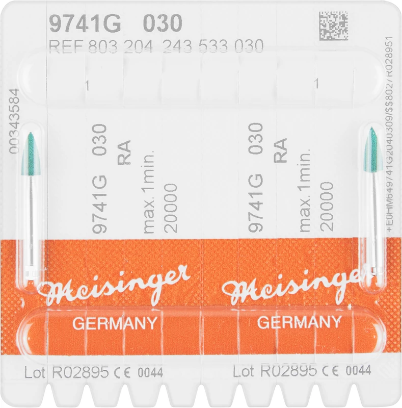 Diamantpolierer 9741  Packung  2 Stück grün grob, RA, Figur 243, 7,5 mm, ISO 030