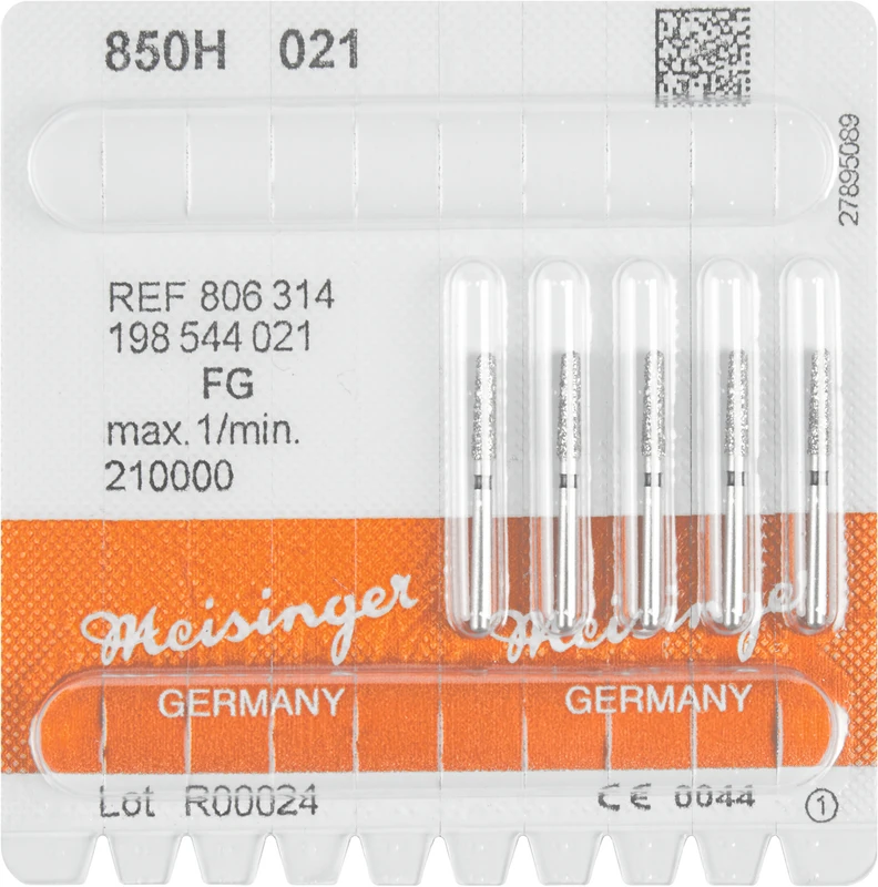 Diamanten 850  Packung  5 Stück schwarz super grob, FG, Figur 198 Konus rund, 8 mm ISO 021