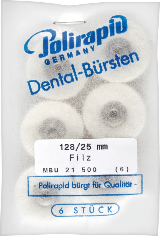 Miniaturbürsten Scheibe  Packung  6 Stück unmontiert, Wollfilz, Ø 25 mm
