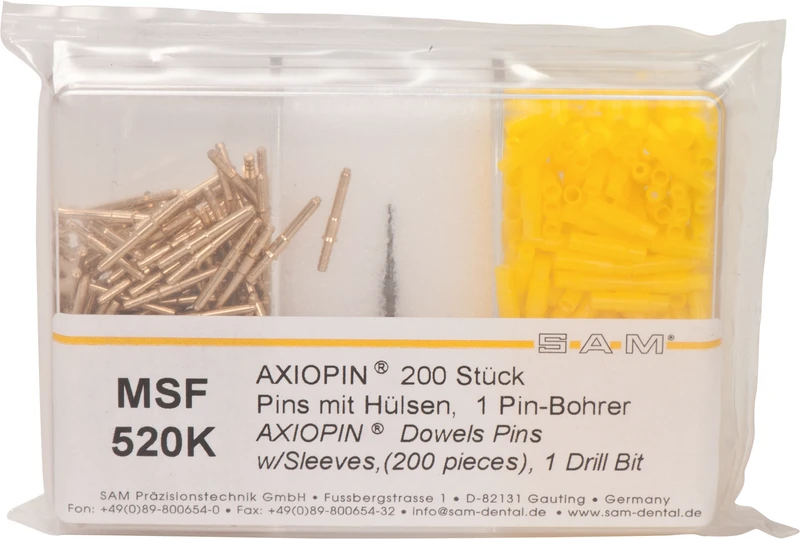 SAM® PIN SYSTEM AXIOPIN®  Starter Kit  200 Pins, 200 Hülsen, 1 Bohrer 1,6 mm