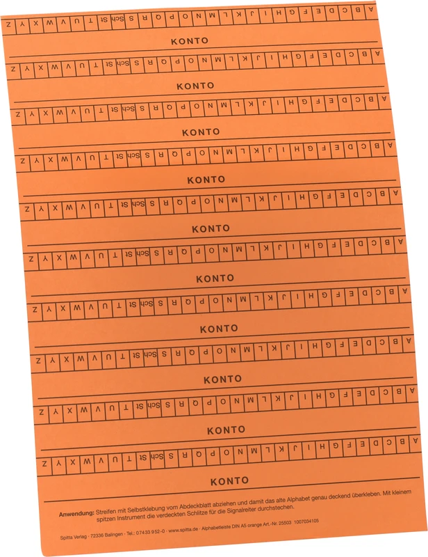 Alphabetleisten DIN A5  Packung  10 Stück orange