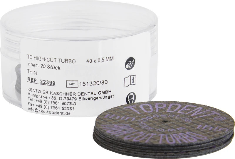 TOPDENT High Cut-Turbo  Packung  20 Stück glasfaserverstärkt, dünn, Ø 40 mm x 0,5 mm