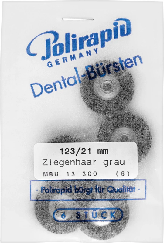 Miniaturbürsten Ziegenhaar  Packung  6 Stück unmontiert, grau sehr weich, Ziegenhaar, Ø 21 mm