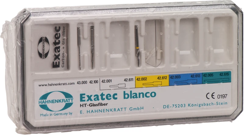 Exatec   Test Set  2 Kanalerweiterer, 1 Kalibrierbohrer, 3 Wurzelstifte, Messschablone, Box leer