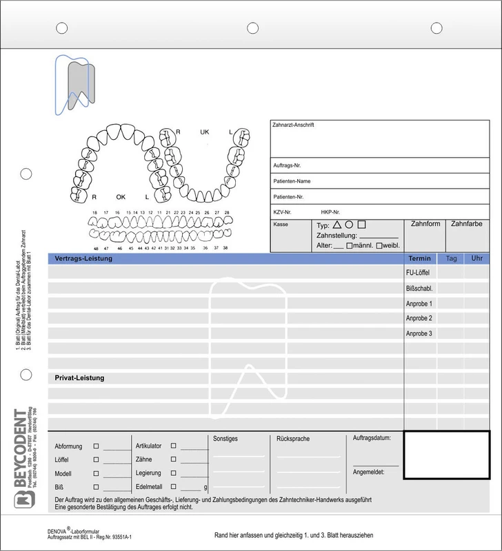 Labor-Auftrag professionell   Packung  100 Stück