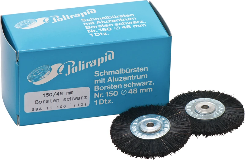 Schmalbürsten  Packung  12 Stück mit Aluzentrum, Chungking schwarz, Ø 48 mm, S: 4 mm