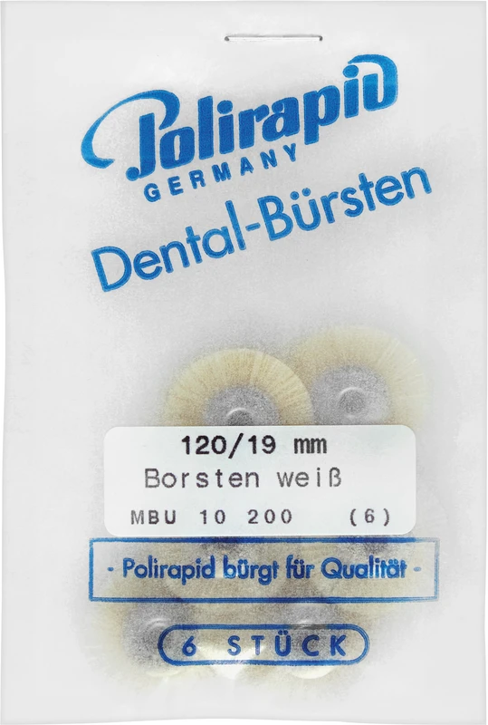 Miniaturbürsten  Packung  6 Stück unmontiert, Chungking Borste weiß, Ø 19 mm