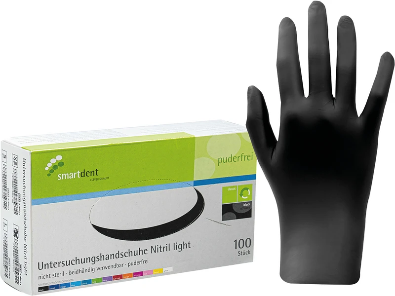 smart Nitrilhandschuhe light  Packung  100 Stück puderfrei, schwarz, XS