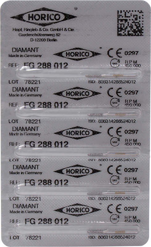 Diamantschleifer 288  Packung  5 Stück FG, Figur 288, 6 mm, ISO 012