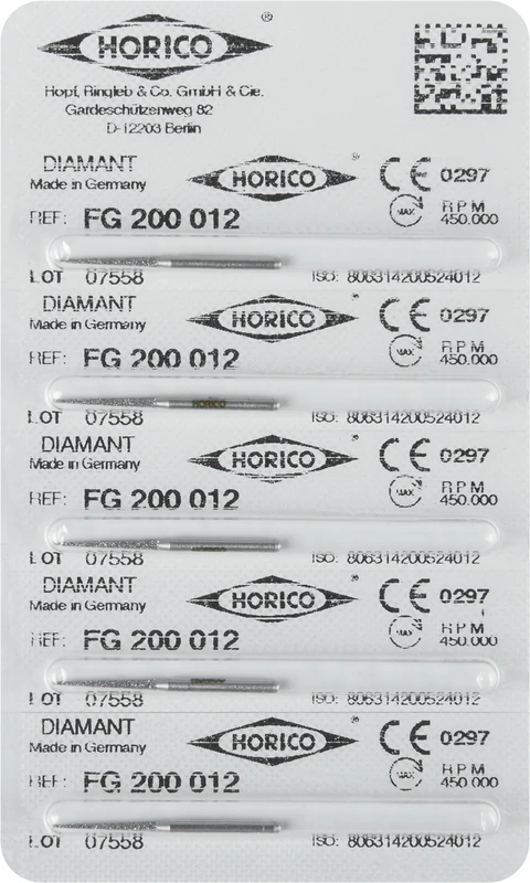 Diamantschleifer 200  Packung  5 Stück FG, Figur 200, 11,5 mm, ISO 012