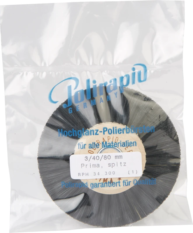 Prima Rundbürsten  Stück  mit HK, 3-reihig, Chungking schwarz spitz, Kern: Ø 40 mm, Außen: Ø 80 mm