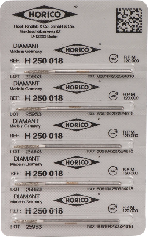 Diamantschleifer H 250  Packung  5 Stück HP, Figur 250, 10 mm, ISO 018