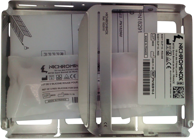 EASY-CLIP  Stück  Tray mit Silikoneinsatz rot für 10 Instrumente